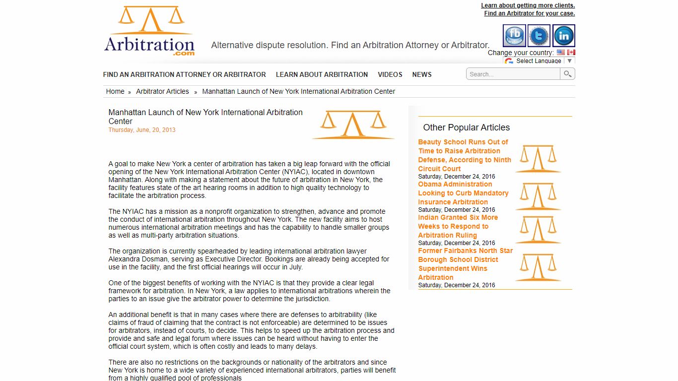 Manhattan Launch of New York International Arbitration Center